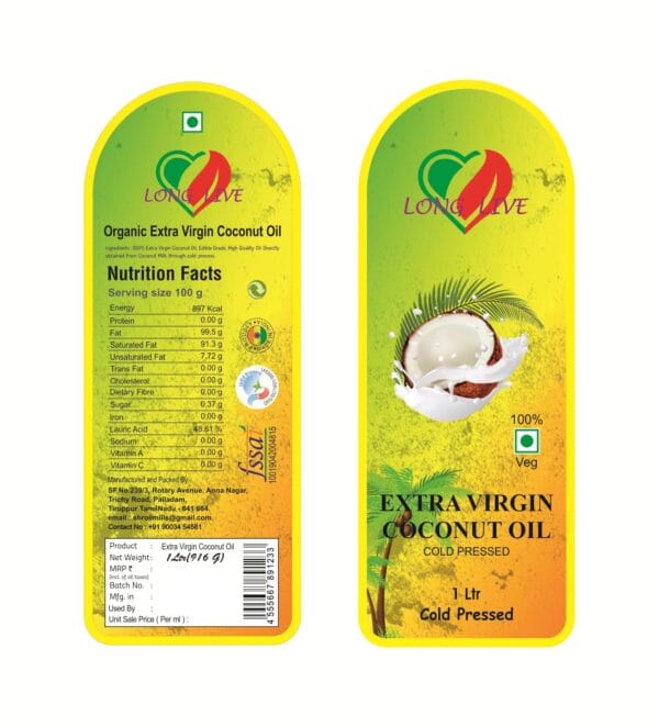 Organic Cold Pressed Extra virgin coconut oil