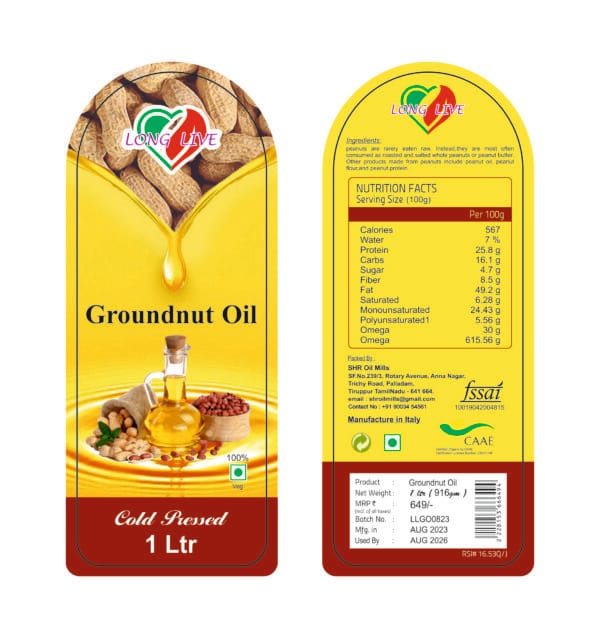 Organic cold pressed groundnut oil